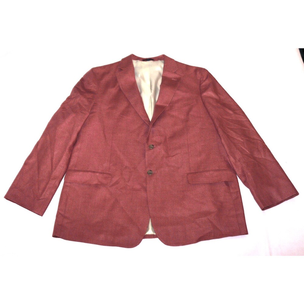 Jos A Bank Tailored Fit Men’s Sport Coat Silk Wool Berry Red Blazer Size 48L